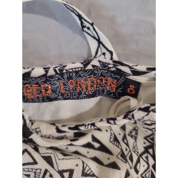 QED London abstract black white.strappy flowy dress festival boho Women SZ M - Picture 7 of 12